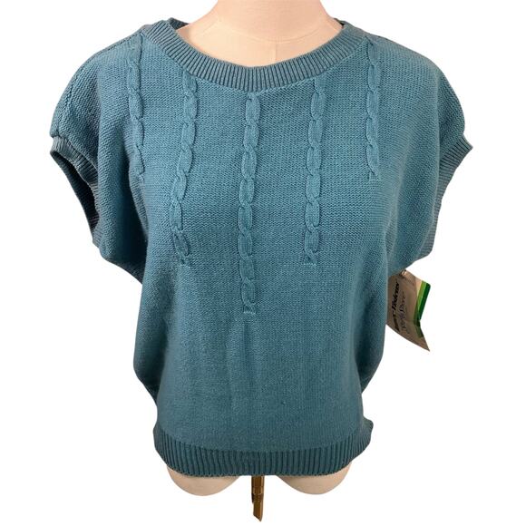 Vintage Inner Visions Ship'n Shore Blue Cable Knit Sweater Vest L USA New Preppy - Picture 1 of 14